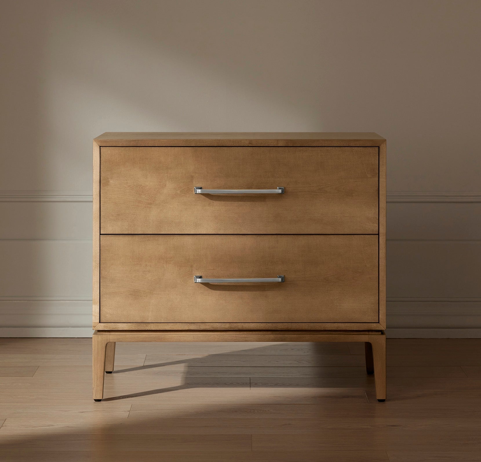 2-Drawer Wood Nightstand - Bluff - Silver