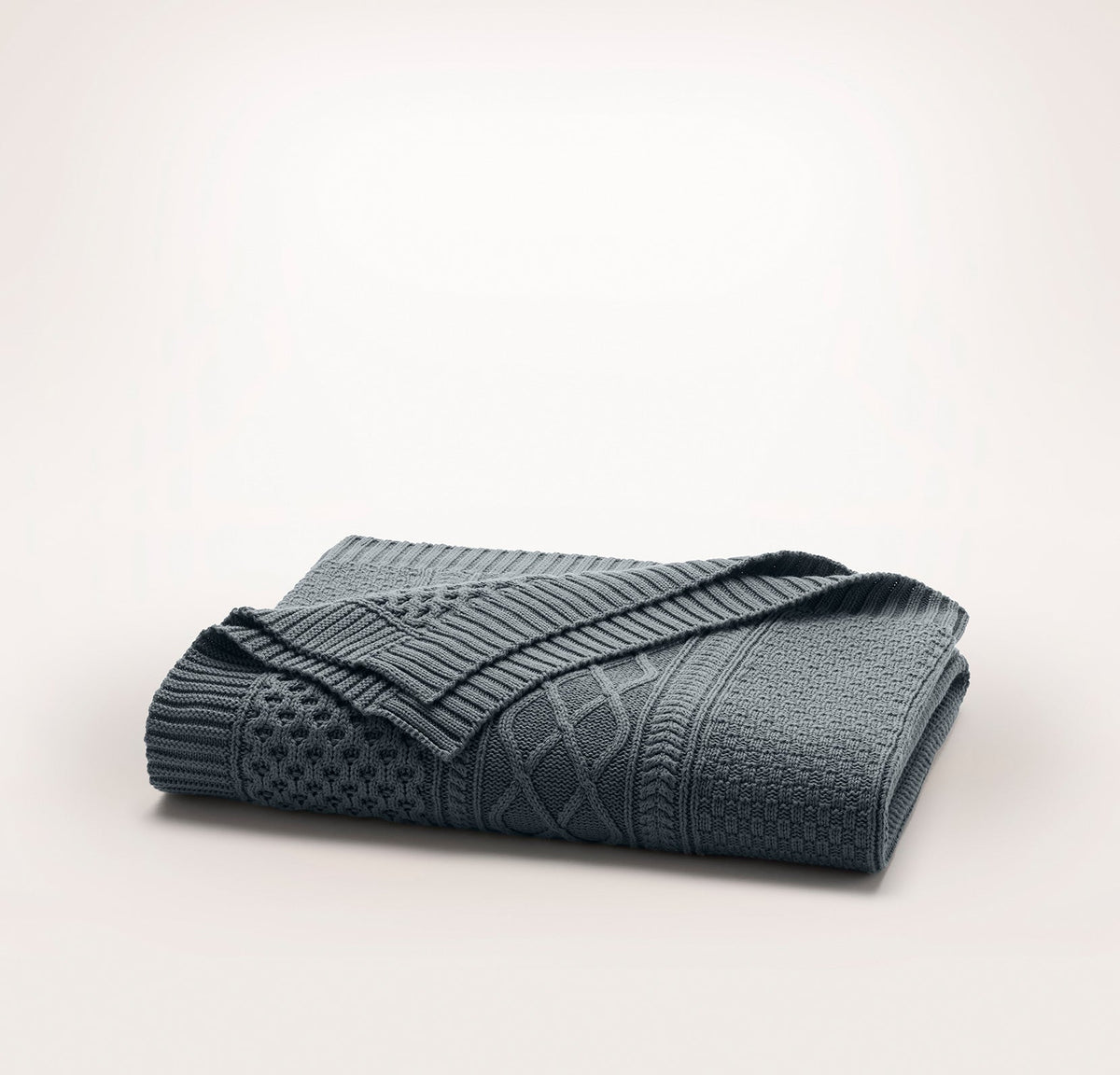 Aran Knit Throw Blanket - Deep Bluestone
